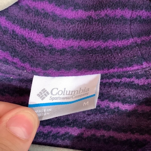 Columbia Purple & Black Striped Fleece Zip Sweater - Picture 8 of 8